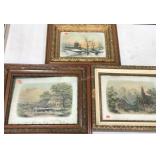 Three early framed prints, two by Chandler,  wood