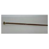 Rose wood walking stick with brass tip and grip,