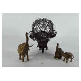 Elephant decor, includes three brass figurines