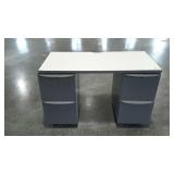 Two file cabinets with desk top. Locking drawers,