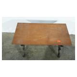 Table, wrought iron legs, 14 x 27 x 16