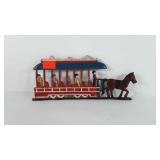 Cast iron wall plaque horse and trolley, 4.5" x
