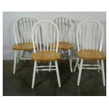 Set of four chairs. White and natural.