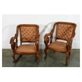 Pair of similar chairs, matching upholstery,