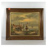 Oil painting on canvas, signed Scheffer, oak