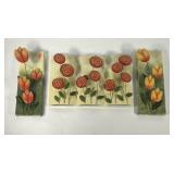 Metal flower wall hangings, center 21x1, two