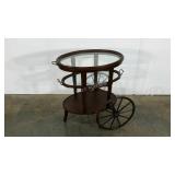 Tea cart, removable tray, 32" tall, glass on top