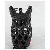Cast iron hanging tea light owl lantern, 10"