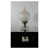 Marble, glass, and brass lamp, 20.5"