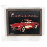 1957 Corvette sparkly glass sign, 18x14