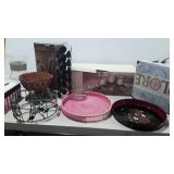 Group of home decor storage boxes,  trays, vases,