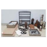 Wooden decor, Budweiser Stein, Metal farm sign,