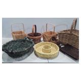 Basket collection: tray shaped, handled,  etc, 8