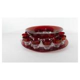 Glassware, ruby red punch bowl set with platter