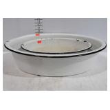 Two early enamel Wash Pans, 18 & 25" white with