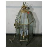 Brass and beveled glass foyer hanging light