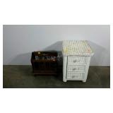 Magazine rack and wicker nightstand