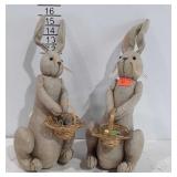 Pair of Easter Bunny Figures, one missing tail,