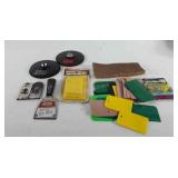 Tools, includes two 6" sanding pads, chisel