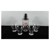 Glassware, flamingo martini shaker with four