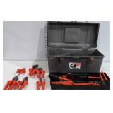 Electricians Tool Lot, portable box with 6 Pluers