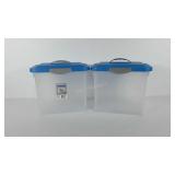 Two Sterilite Show Offs file totes