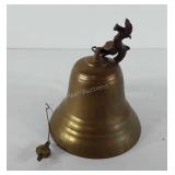 Brass bell with dragon wall mount, 7"