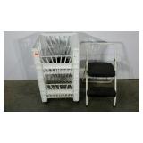 Cosco step stool and plastic bins with bungee