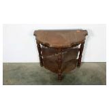 Half moon table, inlay detail, 3 tier, needs