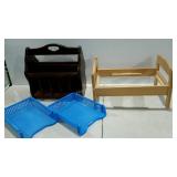 Magazine rack, 2 paperwork dividers, one doll