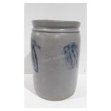 Grey and blue stoneware crock, bottom has been