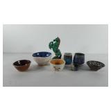 Pottery, includes bowls, trinket dish, and horse