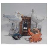Seashore nautical themed decor: crab , birds,