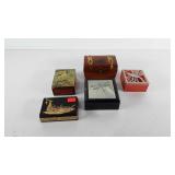 Five small wooden trinket/ jewelry boxes,