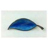 Sterling silver leaf pin enameled danish B.