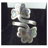 Sterling silver and mother of pearl ring size 5