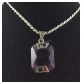 Sterling silver and amethyst necklace 35in