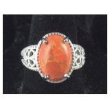Size 7, Orange mojave turquoise ring platinum