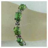 Green howlite bolo bracelet stainless steel