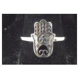 Size 9 Sterling silver hamsa ring