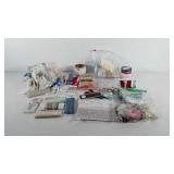 Crafting supplies, box of fabric trim and ribbon