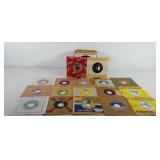 Vinyl records, box of 45 RPM records, includes