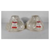 Two 12" scalloped jacquard fabric lampshades,