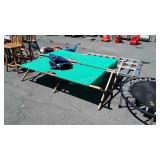Pair of Folding Camp Cots, and blue poly tarp