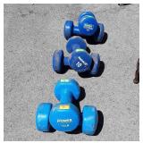 Six Dumbbell Weights. Two 12lbs, two 10lbs, two