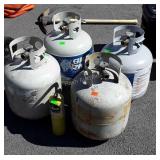 4 Propane Tanks empty, plus one torch type empty