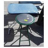Folding stool seat, and 24" poly side table,