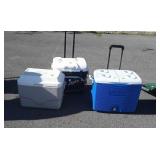 3 Coolers, Igloo Wheeled, Coleman, plus