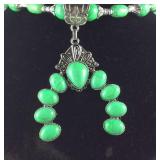 Green howlite beaded necklace and earrings set