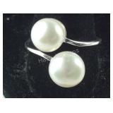 Size 10 Sterling white freshwater pearl bypass